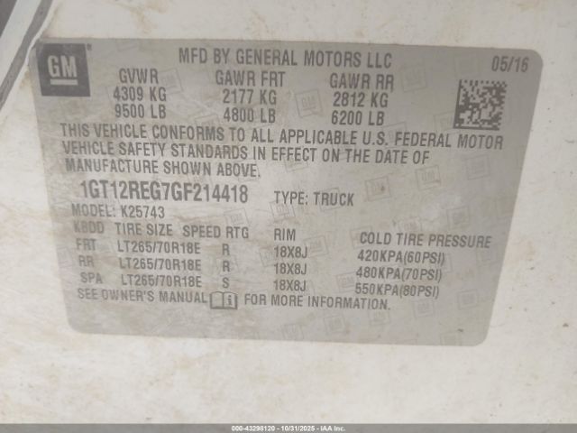 2016 GMC SIERRA 2500HD 1GT12REG7GF214418 Photo 8