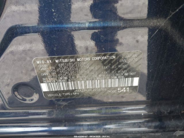 2020 MITSUBISHI OUTLANDER JA4AZ3A30LZ035765 Photo 8