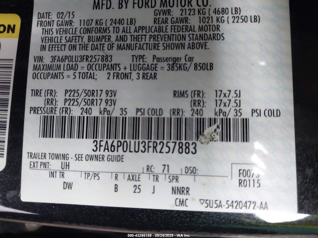 Ford 2015 2015 3FA6P0LU3FR257883 Image 9