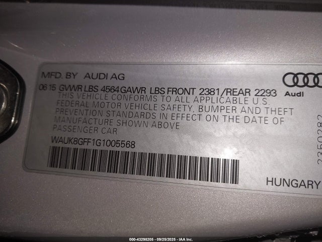 2016 AUDI A3 WAUK8GFF1G1005568 Photo 8