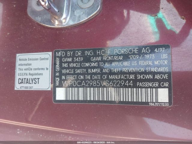 1997 PORSCHE BOXSTER WP0CA2985VS622944 Photo 8