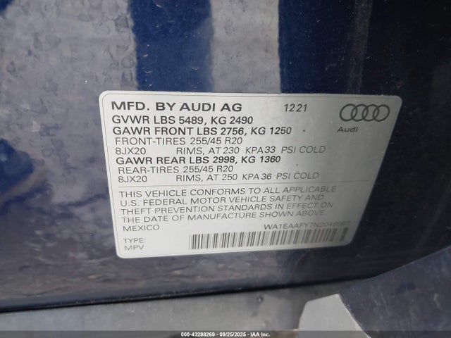 WA1EAAFY7N2048963 Audi 45 tfsi