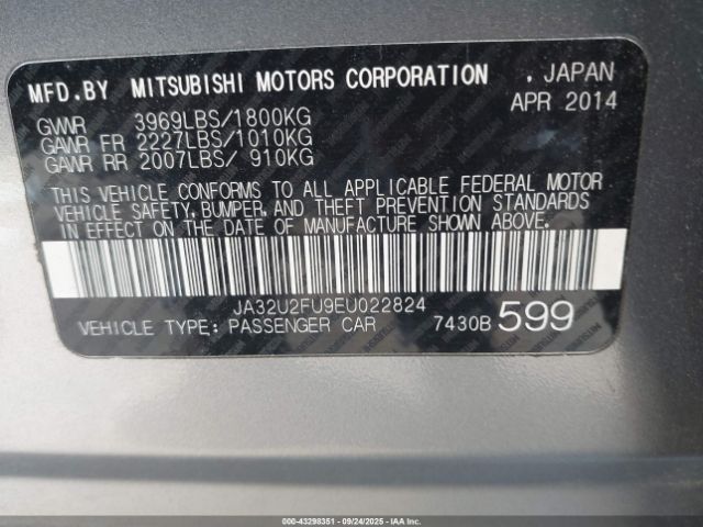 2014 MITSUBISHI LANCER JA32U2FU9EU022824 Photo 8