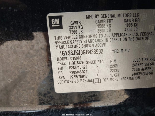 2016 CADILLAC ESCALADE ESV 1GYS3JKJ0GR433992 Photo 8