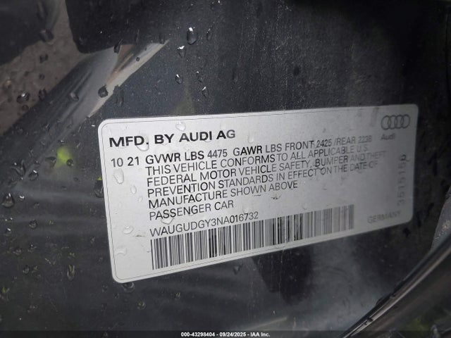 2022 AUDI A3 WAUGUDGY3NA016732 Photo 8