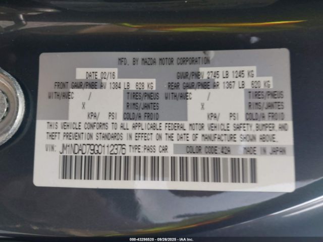 2016 MAZDA MX-5 MIATA JM1NDAD79G0112376 Photo 8