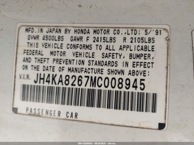 1991 ACURA LEGEND JH4KA8267MC008945 Photo 8