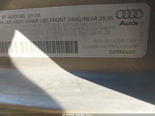 2009 AUDI A4 WAUMF78K99N028505 Photo 8