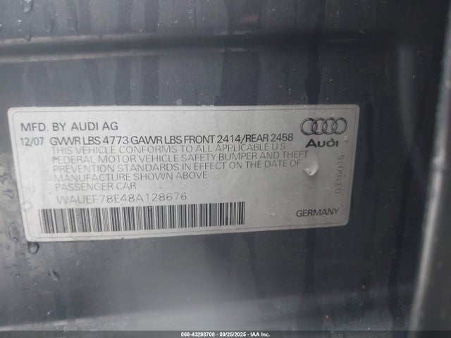 2008 AUDI A4 WAUEF78E48A128676 Photo 8