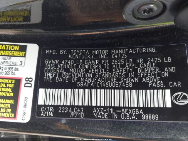2025 LEXUS ES 300H 58AFA1C14SU067458 Photo 8