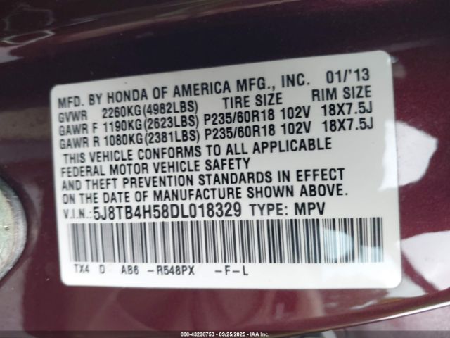 2013 ACURA RDX 5J8TB4H58DL018329 Photo 8