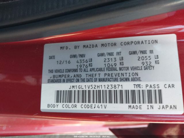 2017 MAZDA MAZDA6 JM1GL1V52H1123871 Photo 8
