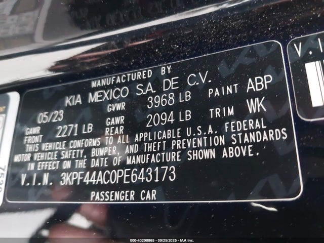 3KPF44AC0PE643173 KIA FORTE GT
