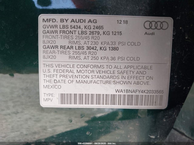 2019 AUDI Q5 WA1BNAFY4K2033565 Photo 8