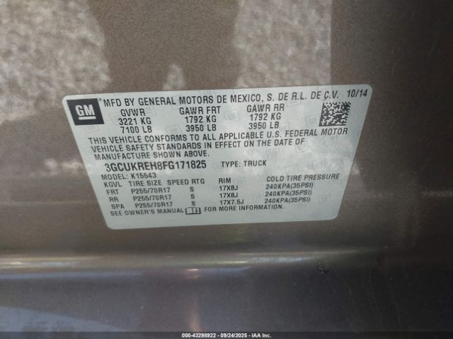 2015 CHEVROLET SILVERADO 1500 3GCUKREH8FG171825 Photo 8