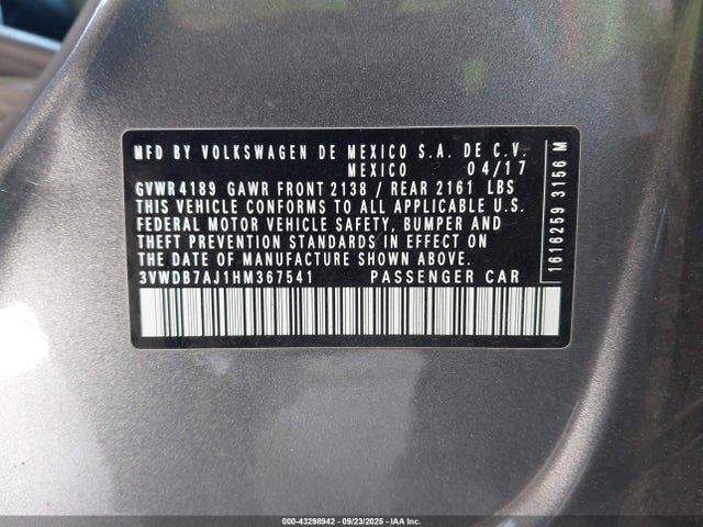 3VWDB7AJ1HM367541 Volkswagen 1.4 tsi