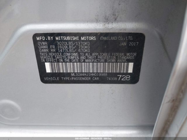 2017 MITSUBISHI MIRAGE ML32A4HJ1HH019988 Photo 8