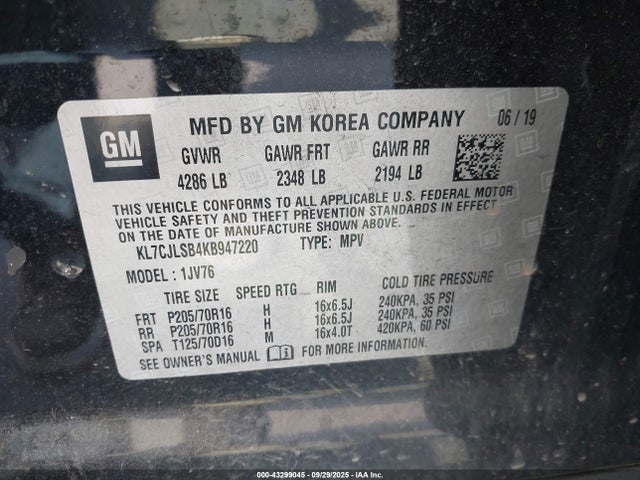 Chevrolet luv - mfi, variable valve timing, e85 max, alum 2019 KL7CJLSB4KB947220 Image 9