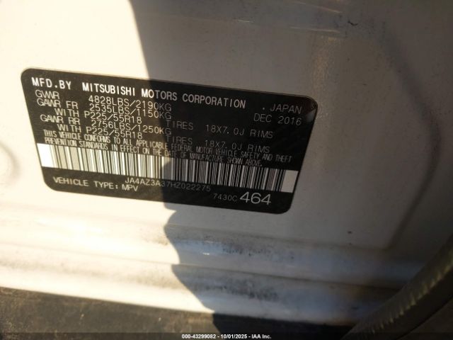 2017 MITSUBISHI OUTLANDER JA4AZ3A37HZ022275 Photo 8