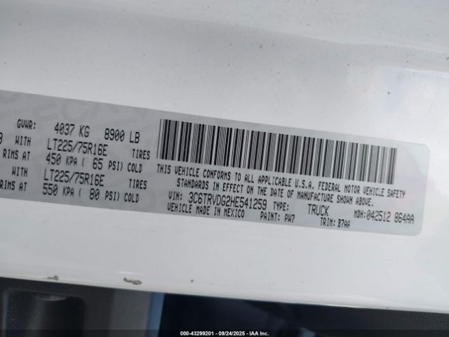 2017 RAM PROMASTER 2500 3C6TRVDG2HE541259 Photo 8