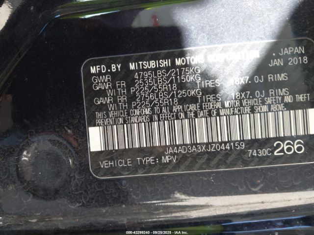 2018 MITSUBISHI OUTLANDER JA4AD3A3XJZ044159 Photo 8