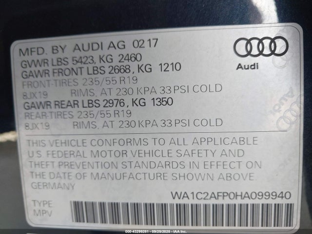 2017 AUDI Q5 WA1C2AFP0HA099940 Photo 8