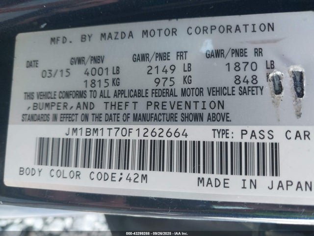 JM1BM1T70F1262664 Mazda pe