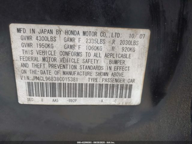 2008 ACURA TSX JH4CL96838C015381 Photo 8