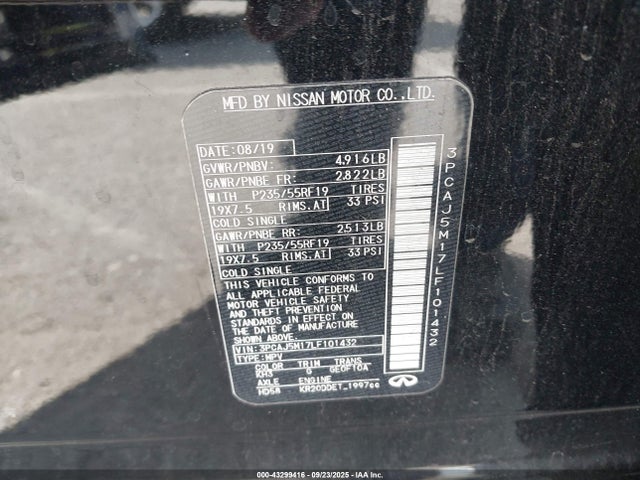 Infiniti QX50 2020 3PCAJ5M17LF101432 Image 9