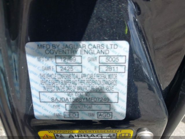2000 JAGUAR XJR SAJDA15B8YMF07249 Photo 8
