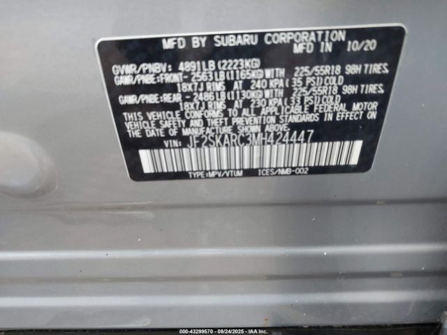 2021 SUBARU FORESTER JF2SKARC3MH424447 Photo 8