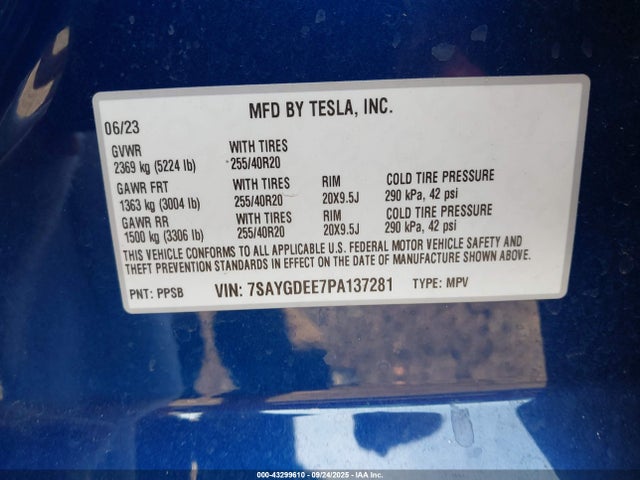 2023 TESLA MODEL Y 7SAYGDEE7PA137281 Photo 8