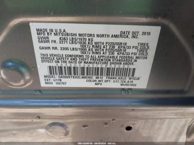 2015 MITSUBISHI OUTLANDER SPORT 4A4AR4AW9FE058665 Photo 8