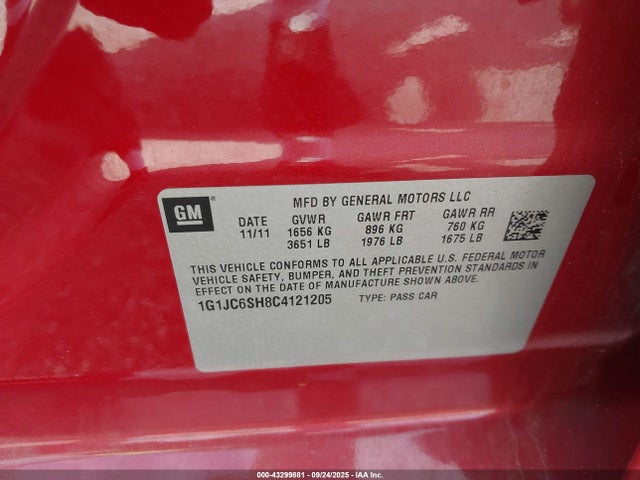 2012 CHEVROLET SONIC 1G1JC6SH8C4121205 Photo 8