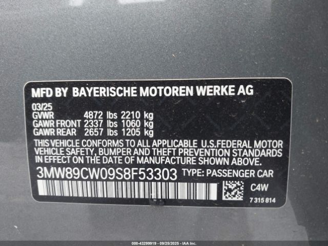 2025 BMW 3 SERIES 3MW89CW09S8F53303 Photo 8