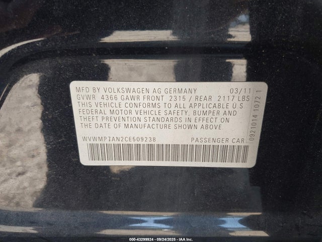 2012 VOLKSWAGEN CC WVWMP7AN2CE509238 Photo 8