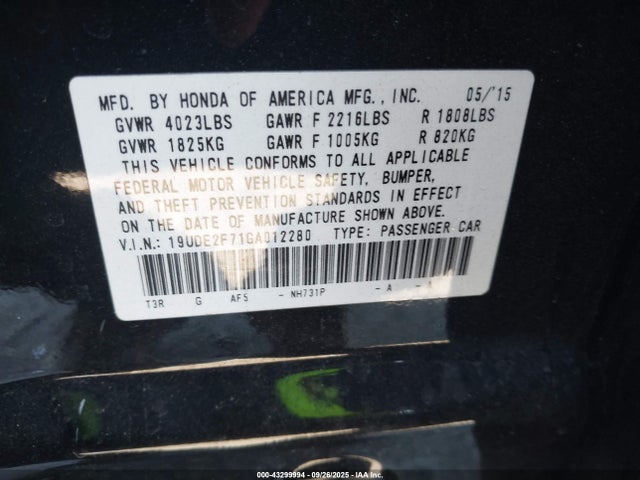 Acura k24v7 2016 19UDE2F71GA012280 Image 9