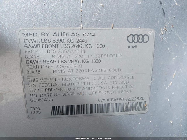 2015 AUDI Q5 WA1CFAFP6FA022880 Photo 8