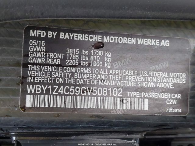 2016 BMW I3 WBY1Z4C59GV508102 Photo 8