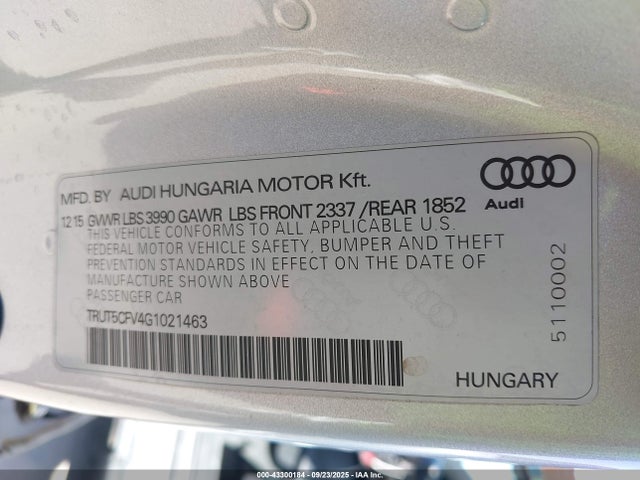 Audi TT 2016 TRUT5CFV4G1021463 Image 9