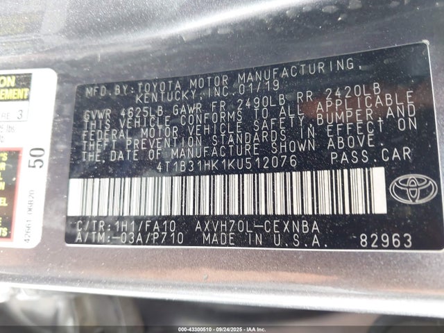 4T1B31HK1KU512076 Toyota a25a-fxs port+direct
