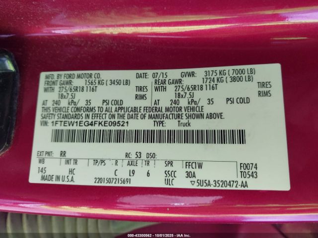 2015 FORD F-150 1FTEW1EG4FKE09521 Photo 8