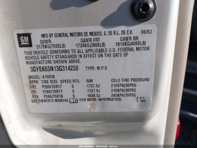 2003 CADILLAC ESCALADE EXT 3GYEK63N13G314230 Photo 8