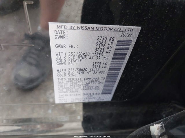 2023 Infiniti Qx60 Luxe Awd მანქანა იყიდება აუქციონზე, vin: 5N1DL1FS8PC349340, აუქციონის ნომერი: 43300620