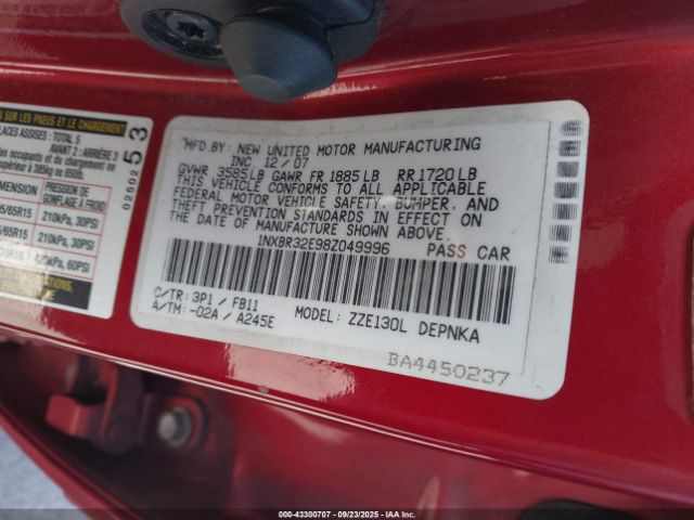 2008 TOYOTA COROLLA 1NXBR32E98Z049996 Photo 8