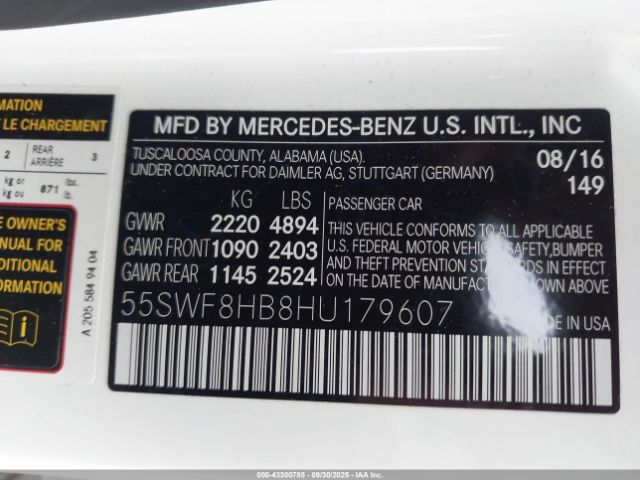 2017 MERCEDES-BENZ AMG C 63 55SWF8HB8HU179607 Photo 8