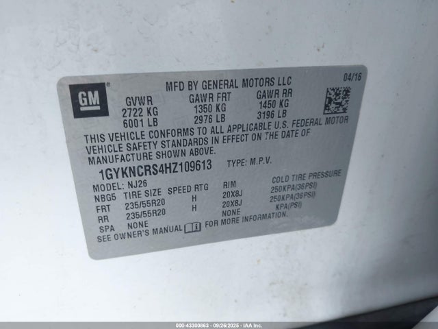 2017 CADILLAC XT5 1GYKNCRS4HZ109613 Photo 8