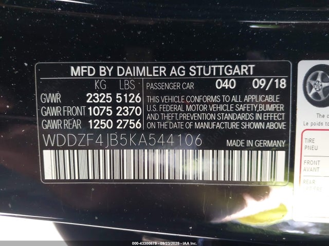 Mercedes-Benz m274 2019 WDDZF4JB5KA544106 Image 9