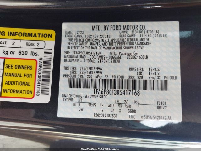 2024 FORD MUSTANG 1FA6P8CF3R5417168 Photo 8