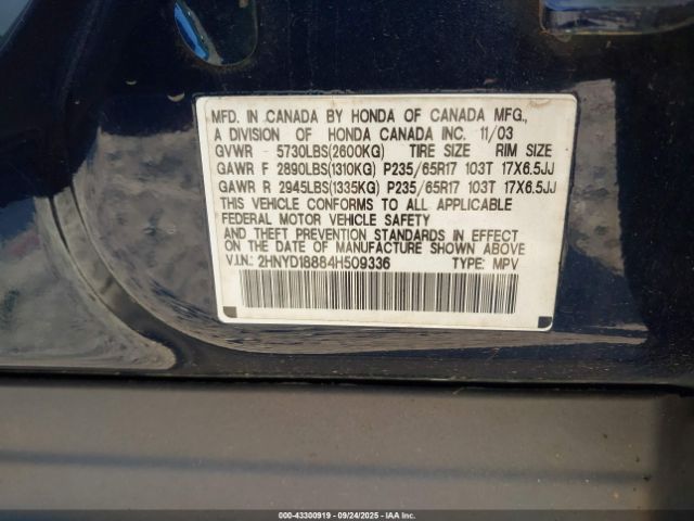 2004 ACURA MDX 2HNYD18884H509336 Photo 8